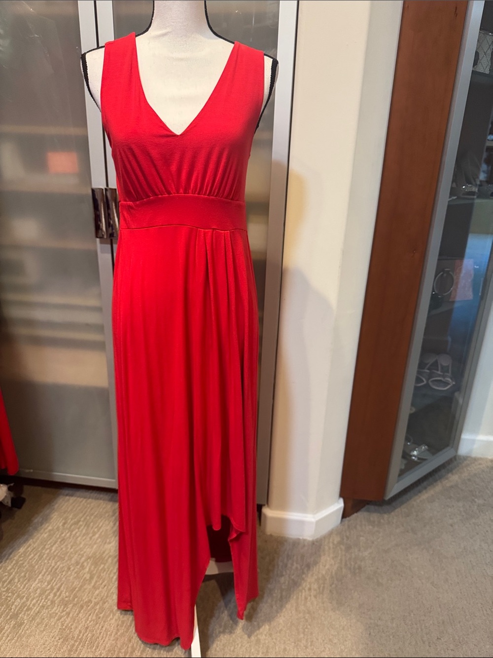 Chico's Sleeveless V-Neck Red Maxi Dress